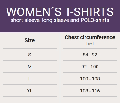 Size chart - woman´s T-shirts