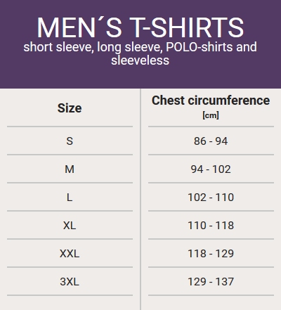 Size chart - man's T-shirts